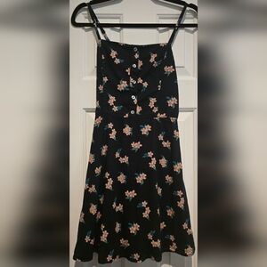 Women's Hollister Lined Spaghetti Strap Dress Size Small Black Floral
